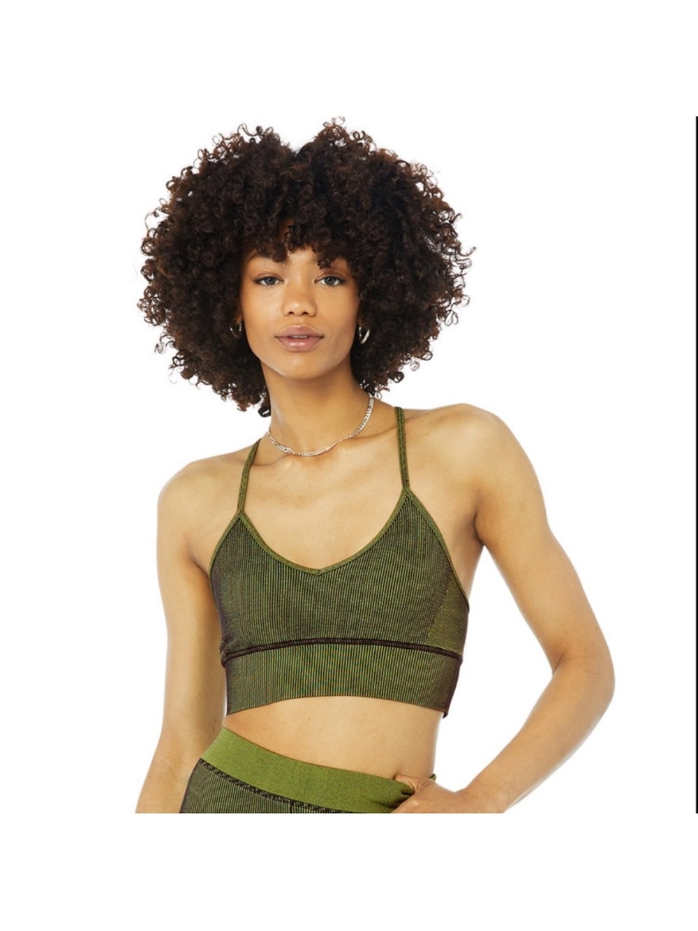 Alo Yoga Seamless Illusion Bra Tank In Olive Green Size best for XS..